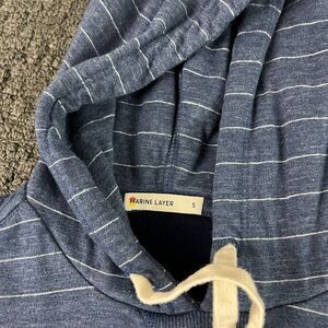 Marine Layer Hoodie Mens Small Blue Striped Pullover Sweatshirt